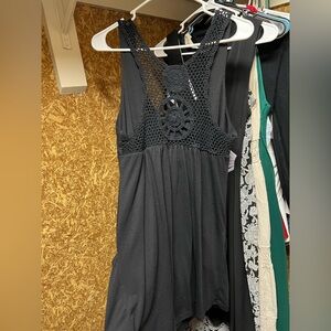 Black Crochet Yoke Sleeveless romper